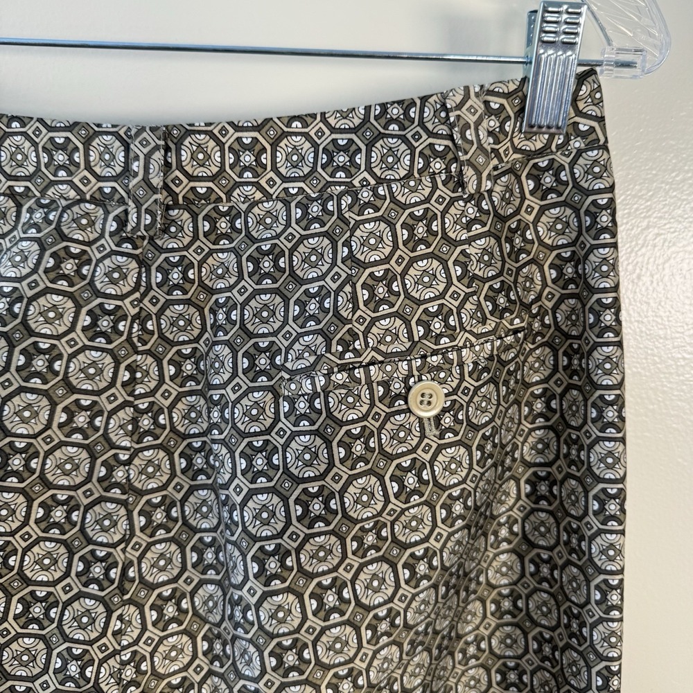 Liz Claiborne Tabitha Silk Pant Women's Sz 8 Khaki/Olive‎ Geometric Print - Picture 9 of 11